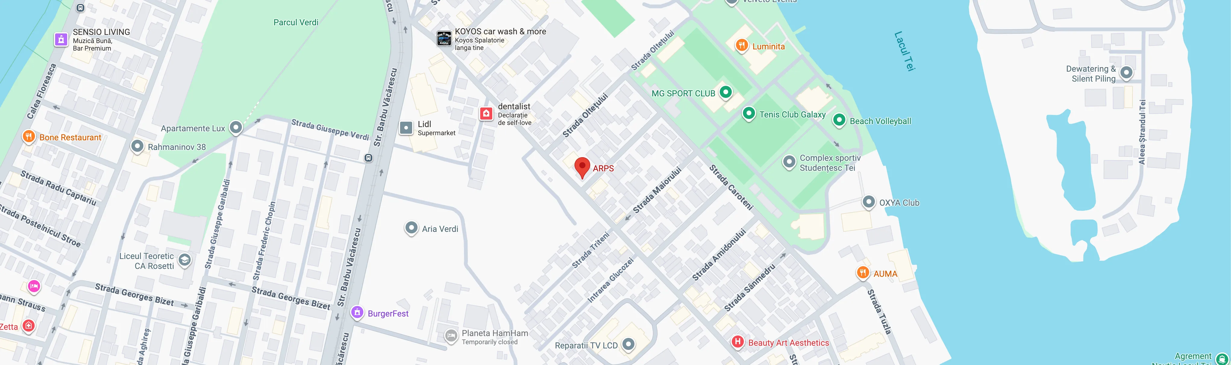 Hartă cu locația sediului ARPS – Strada Vasile Conta 23, Sector 2, București